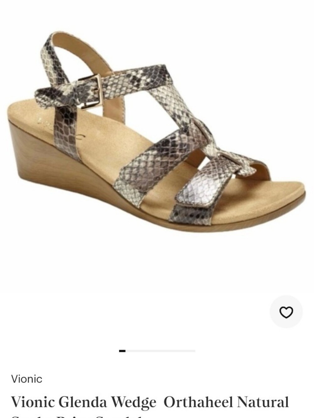 Vionic Snake-Print Strappy Wedge Sandal in Natural and Brown